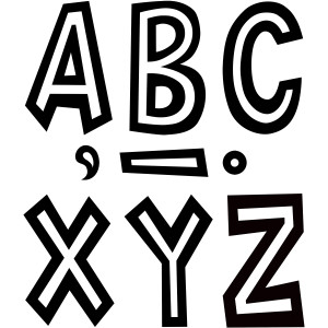 Letras divertidas en blanco y negro de 7", paquete de 120