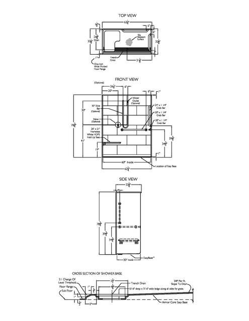 Technical Drawing — Cd Shower Tech Draw Asura Xst 6030 Tr Col 1 0 No Seat