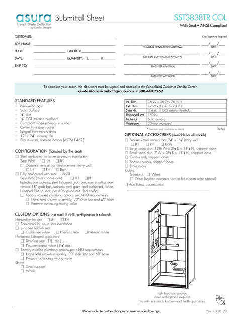 Spec Sheet — Cd Shower Spec Sheet Asura Sst 3838 Tr Col ANSI