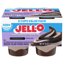 Jell-O Chocolate Vanilla Swirls Sugar Free Pudding Snacks Value Pack, 8 ct Cups