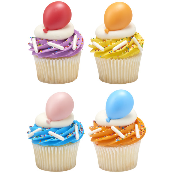 Bright Rainbow Balloon Assortment Cupcake Rings