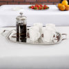17 ⅞-inch Elegant Reflections oblong stainless steel serving tray with handles