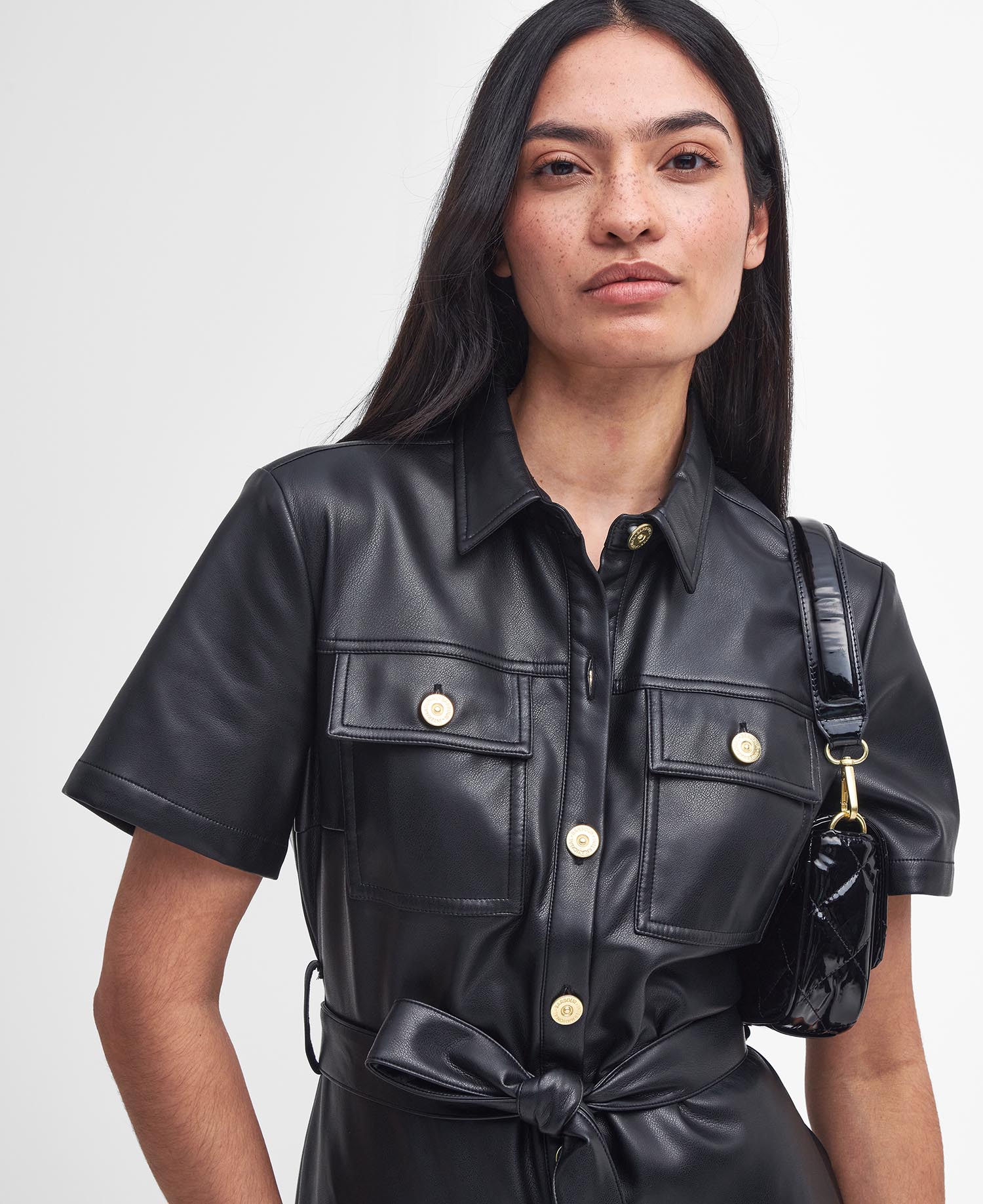 Aria Faux-Leather Midi Dress image number 3