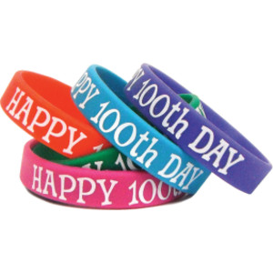 Happy 100th Day Wristband Pack, Pack of 10
