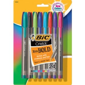 Cristal&reg; Xtra Bold Fashion Ballpoint Pen, Medium Point (1.6mm), Assorted Colors, 24-Count