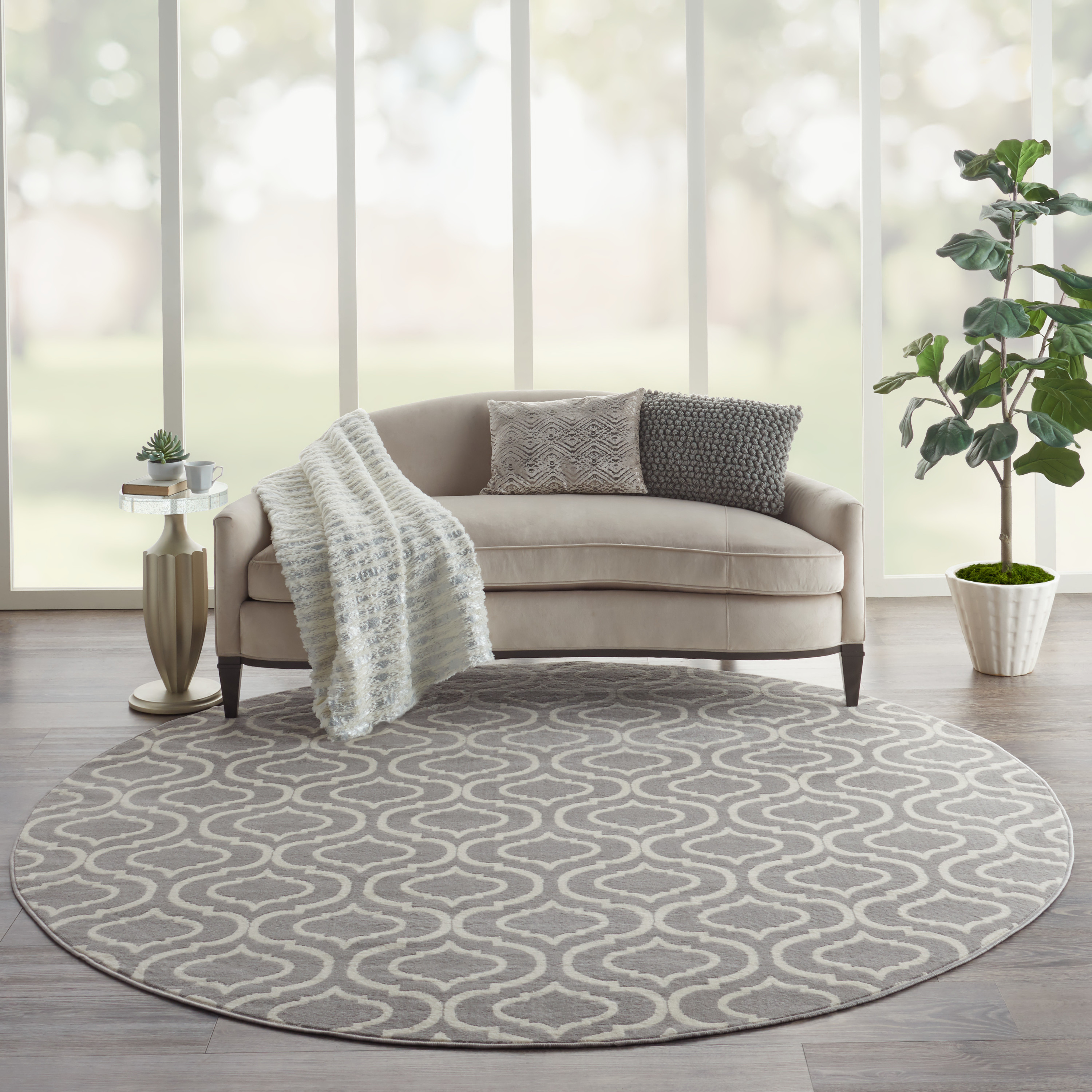 Nourison Jubilant 8' x Round Grey Contemporary Indoor Rug