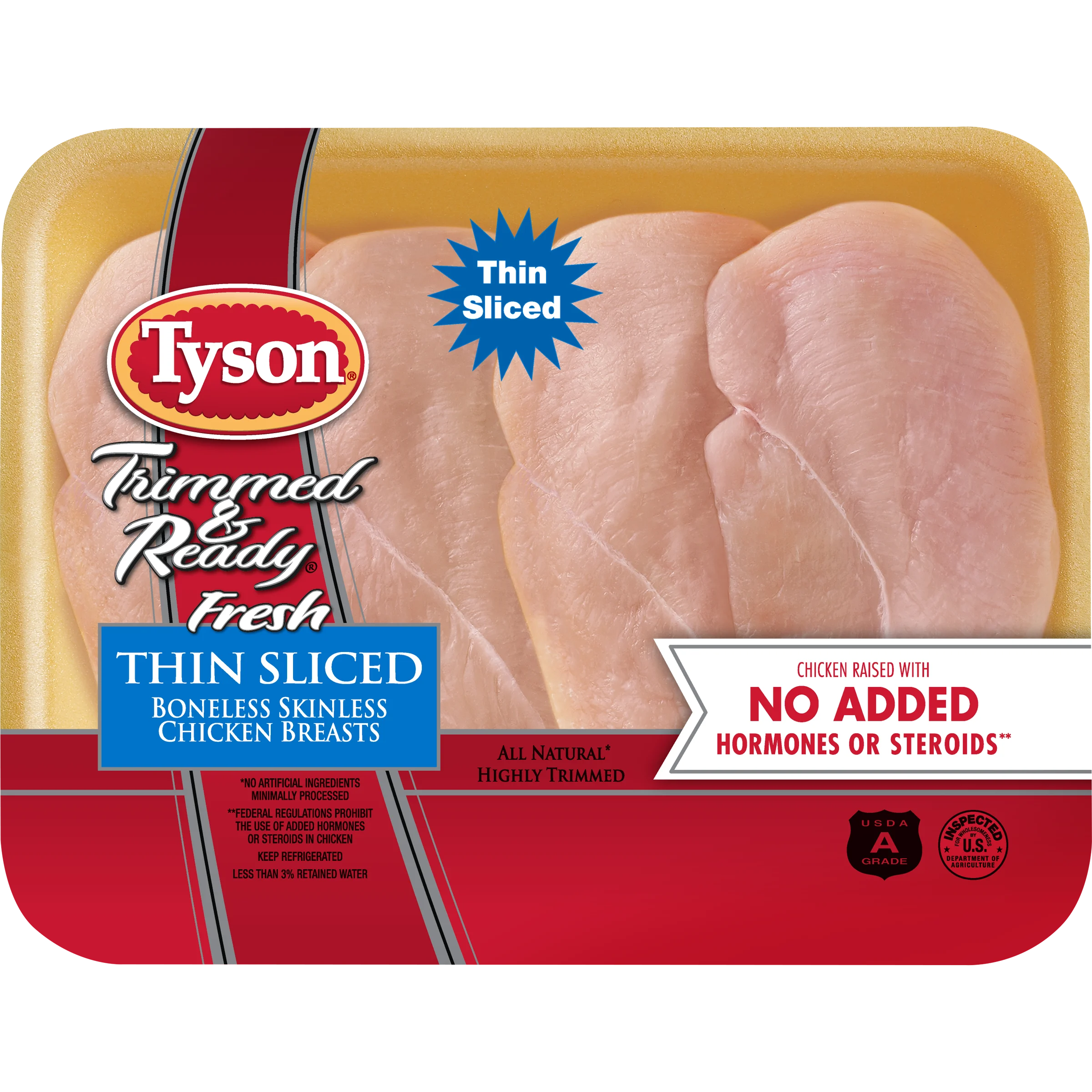 Thin Sliced Boneless Skinless Chicken Breasts with Rib Meat