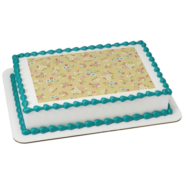 Yellow Ditsy Print PhotoCake® Edible Image®