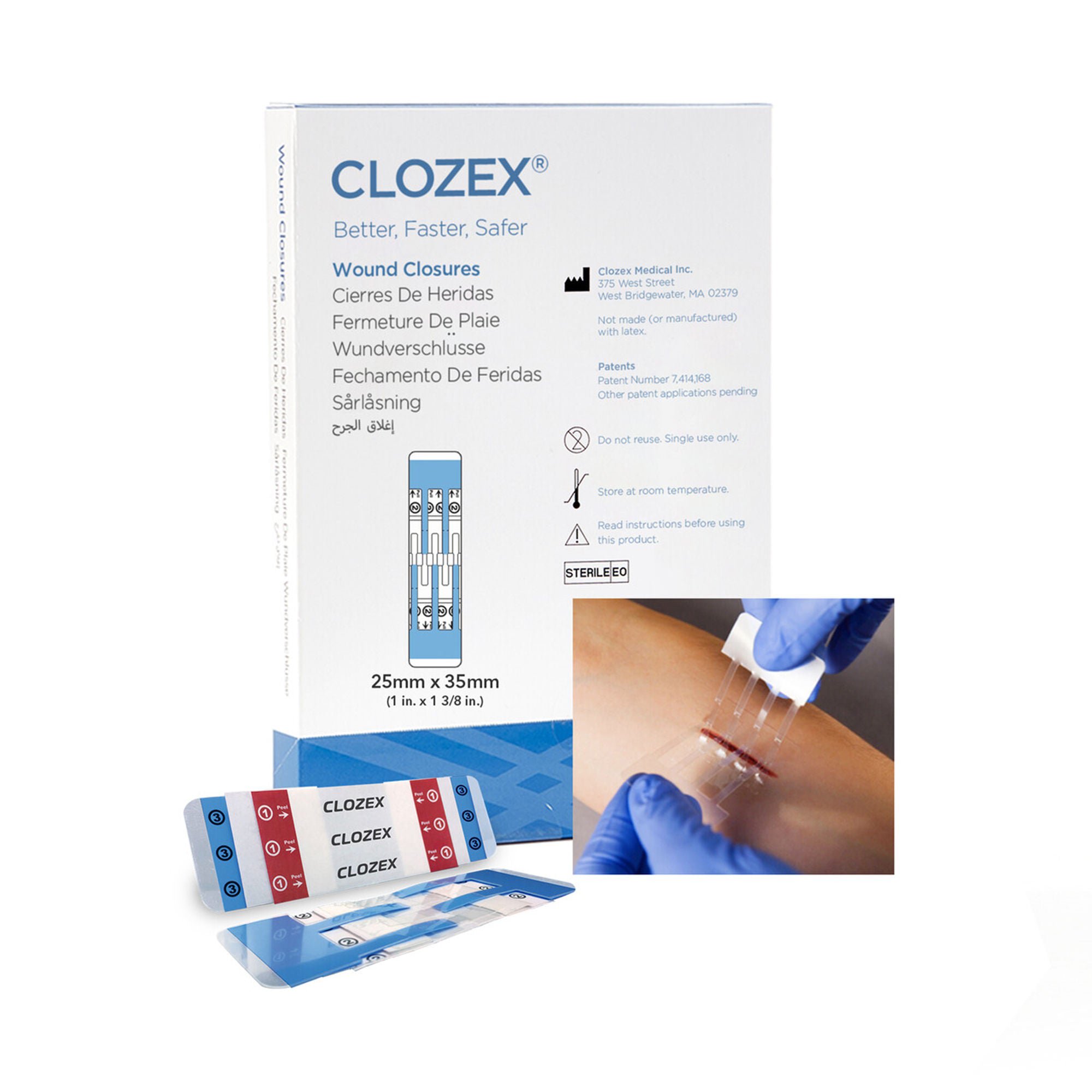 Clozex Medical Inc DEVICE, SKIN CLOSURE 25MMX35MM1"X1 3/8" (10/BX)