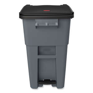 Rubbermaid Commercial, Step-On Rollout, 50 gal, Resin, Gray, Square, Receptacle