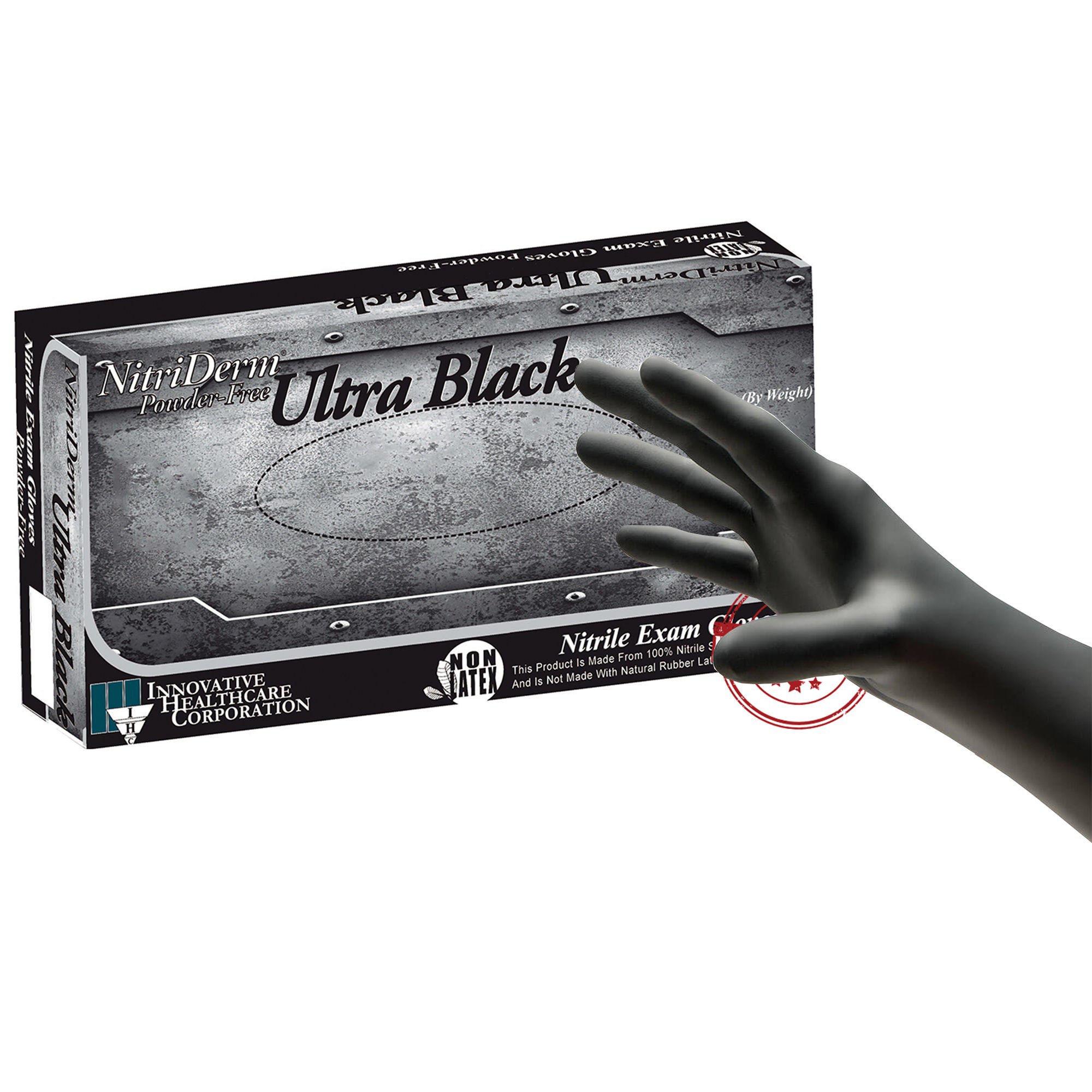 NitriDerm® Ultra Black Nitrile Exam Glove, Large, Black