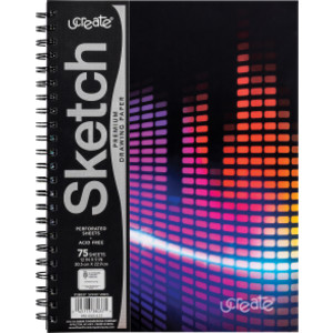Fashion Poly Sketch Book, Sonic Vibes, Unruled, 12" x 9"