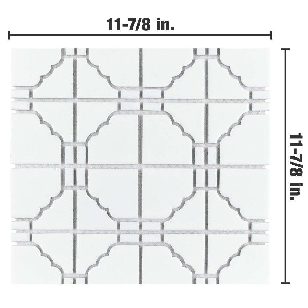 Osaka Matte White 11-7/8 in. x 11-7/8 in. Porcelain Mosaic Tile ...