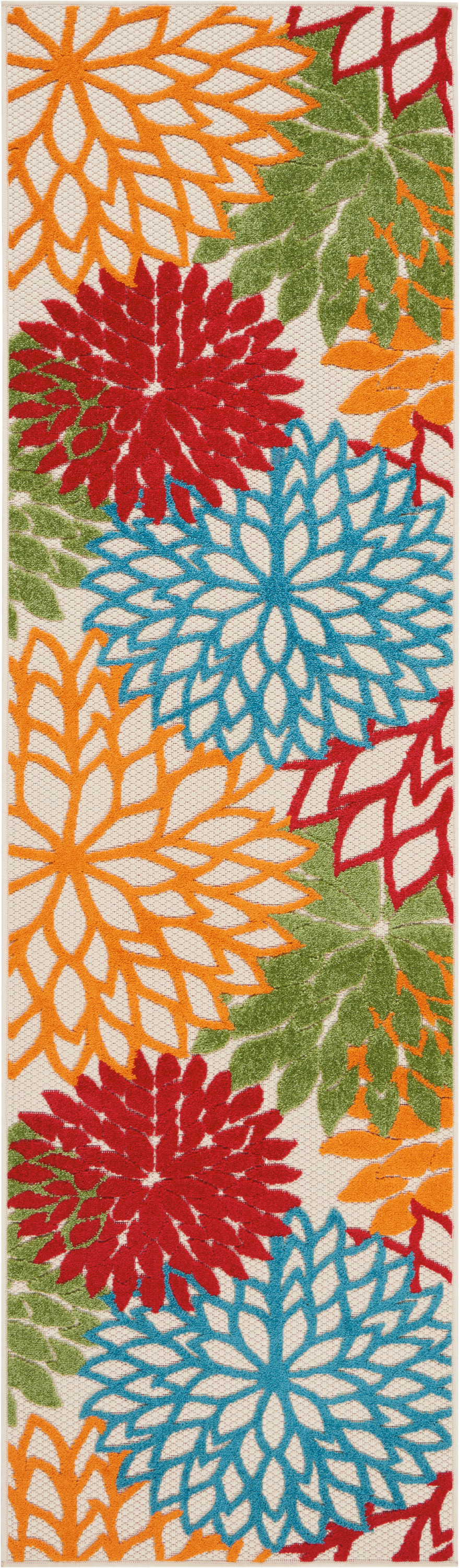 Nourison Aloha 2'3" x 12' Green Tropical Rug