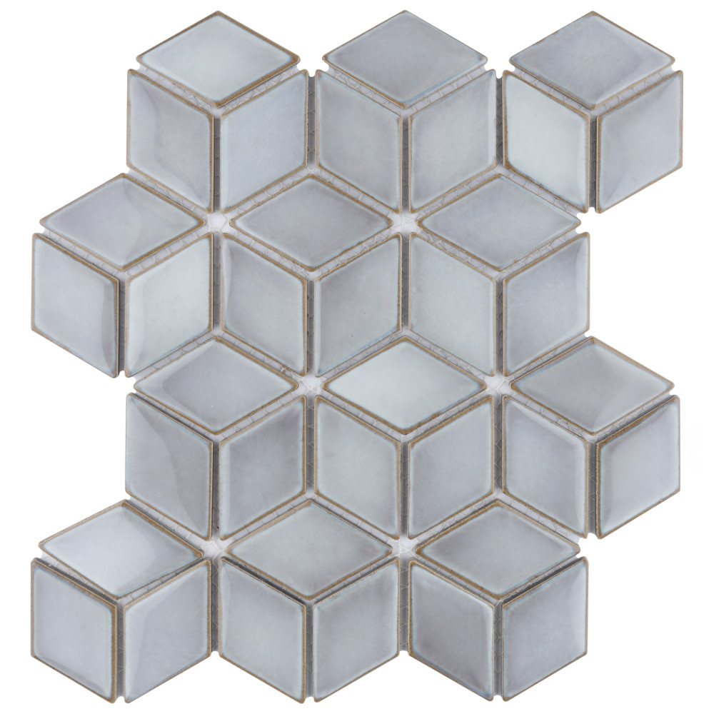 Hudson Rhombus Grey Eye 10-1/4 in. x 11-3/4 in. Porcelain Mosaic Tile