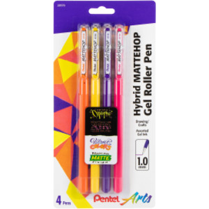 Hybrid Mattehop Gel Rollers, Bright Colors, 4 Pack