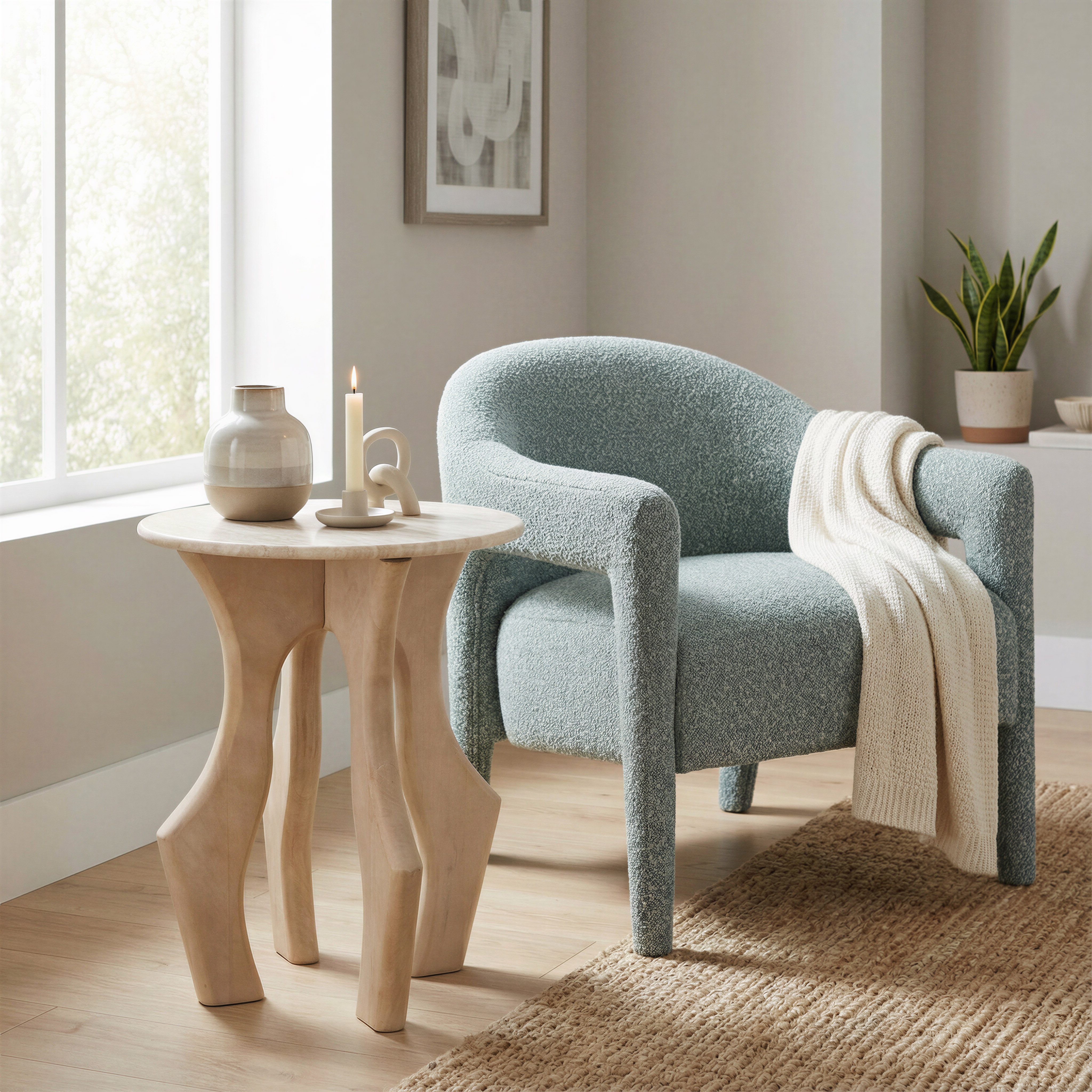 Eda Side Table White & Natural product image