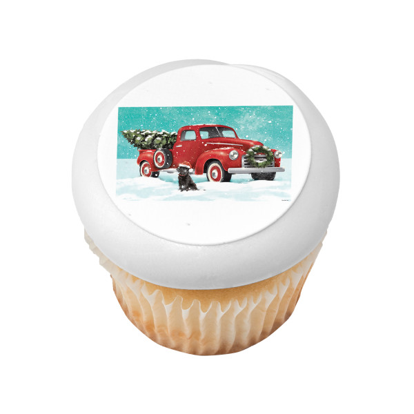 Classic Red Truck with Tree PhotoCake® Edible Image®