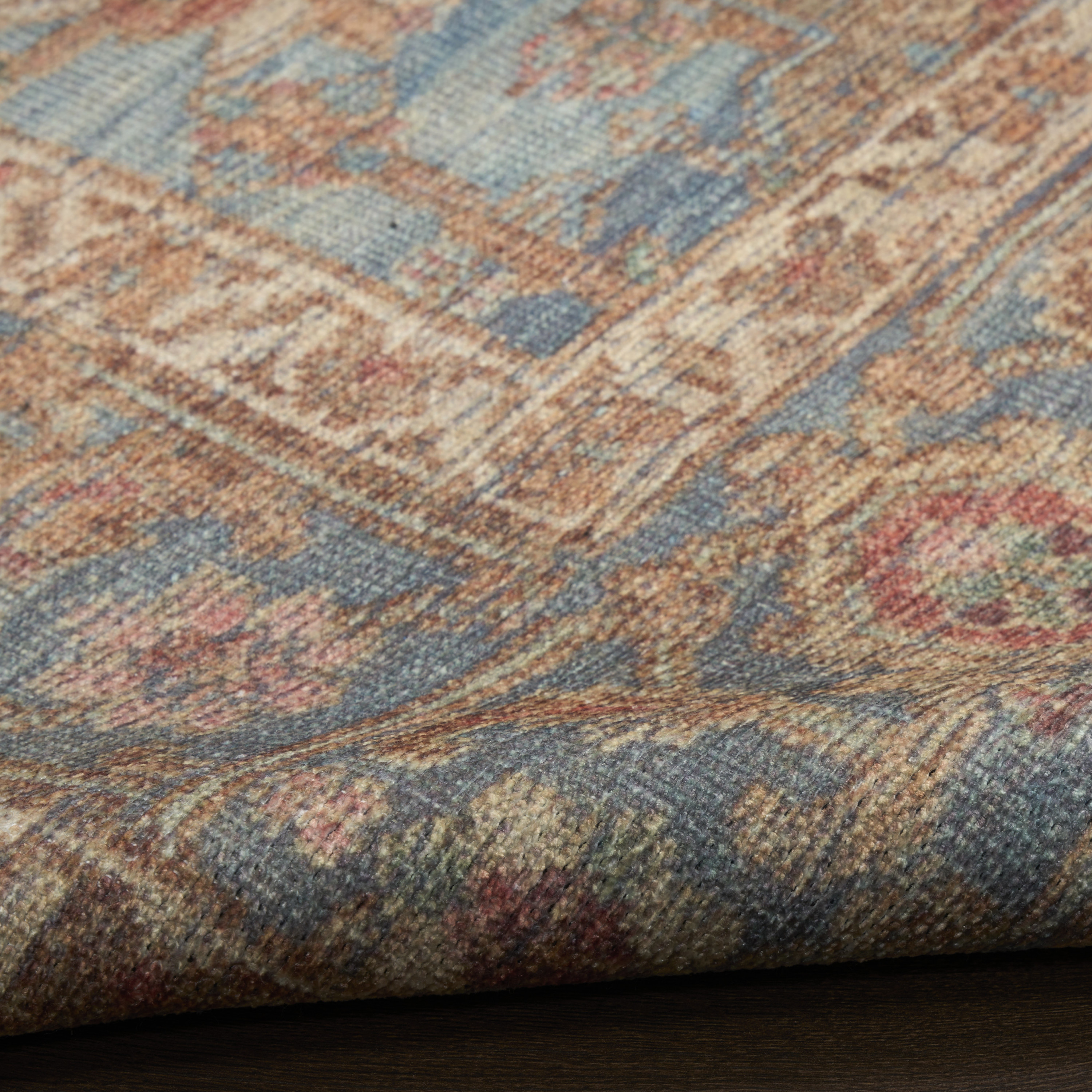 Nourison Vintage Washables 9' x 12' Navy Multicolor Vintage Indoor Rug