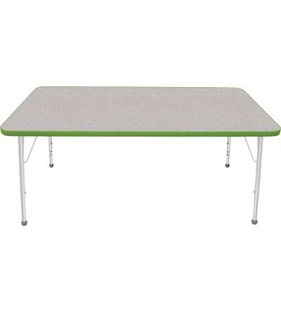 Creative Colors® Activity Table, Rectangle, 36" x 60", Gray Nebula Top Color, Sour Apple Edge Color, Standard Leg Height, Platin