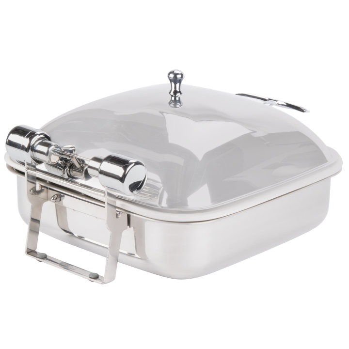 6-quart Intrigue® square stainless steel induction chafer with porcelain food pan