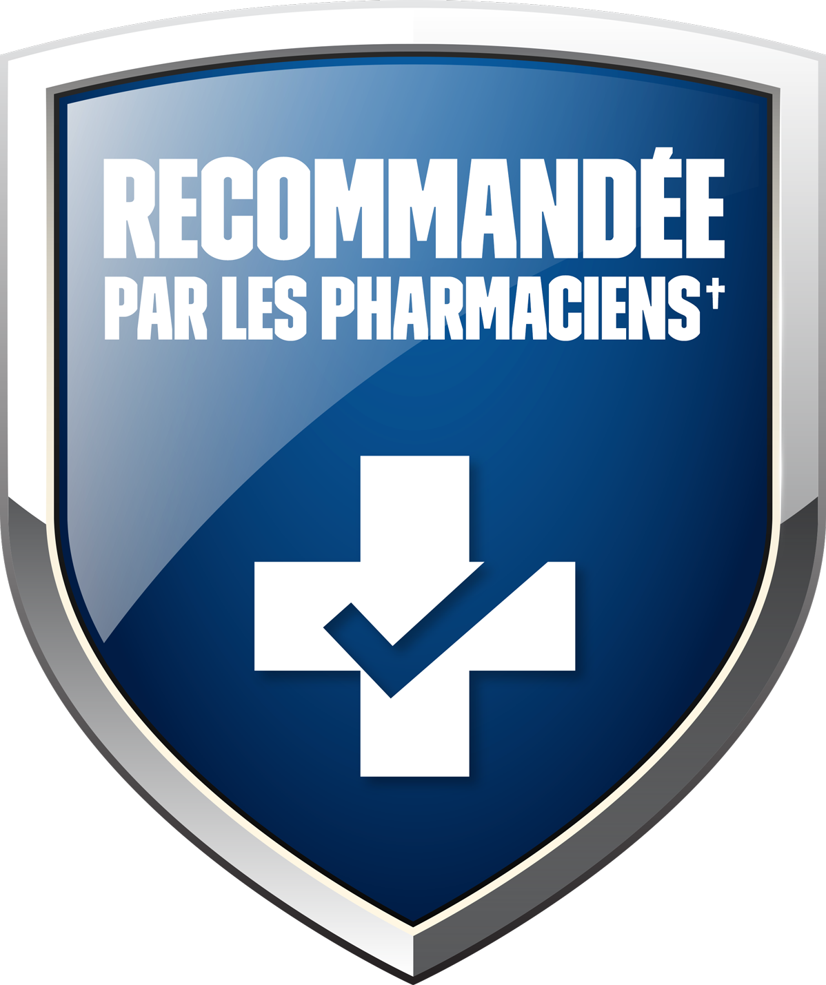 Icône de badge bleu « Recommandé par les pharmaciens ».