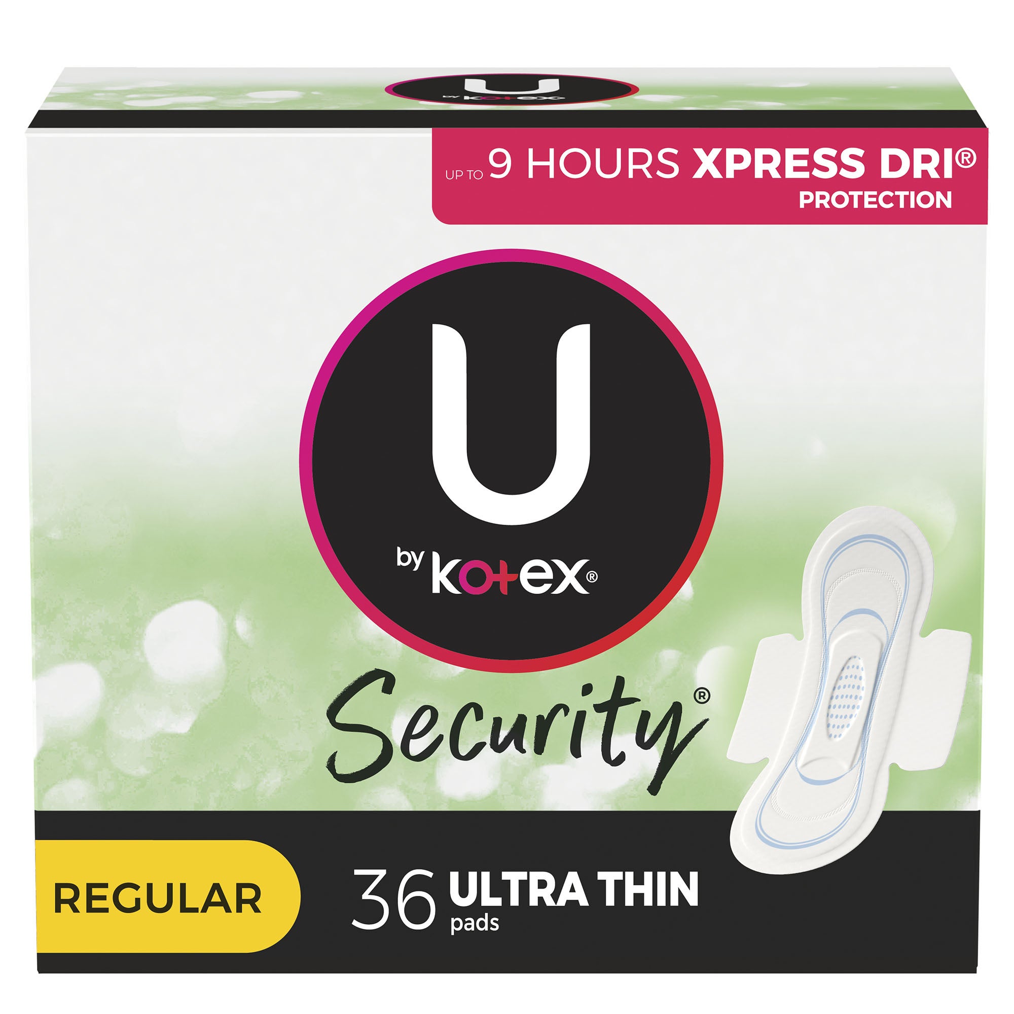 U by Kotex® Security® Ultra Thin Pads with Wings, Regular Absorbency