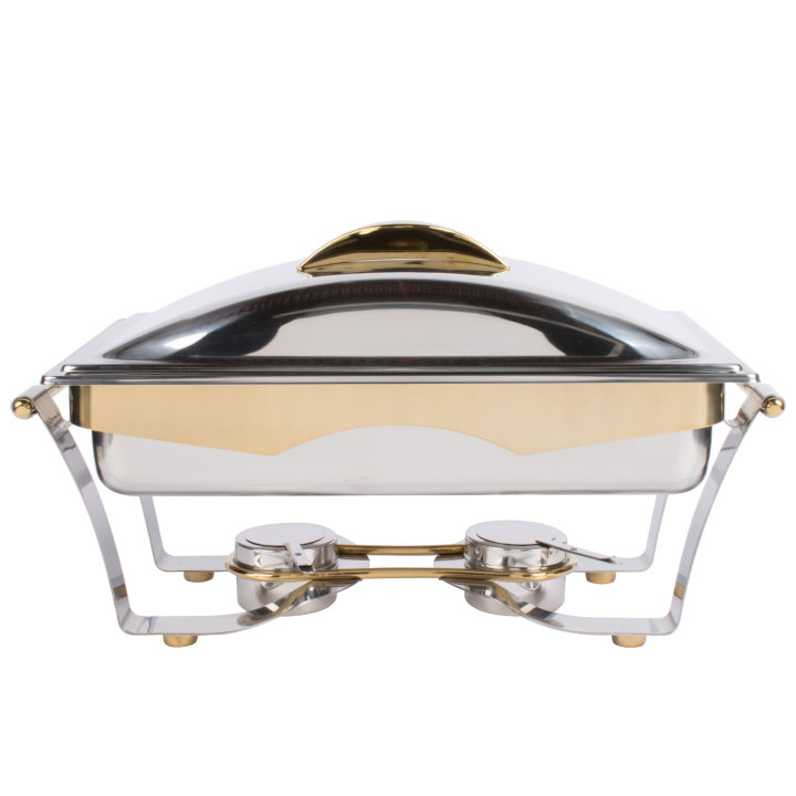 Full-size 9-quart Panacea™ rectangular chafer with gold trim