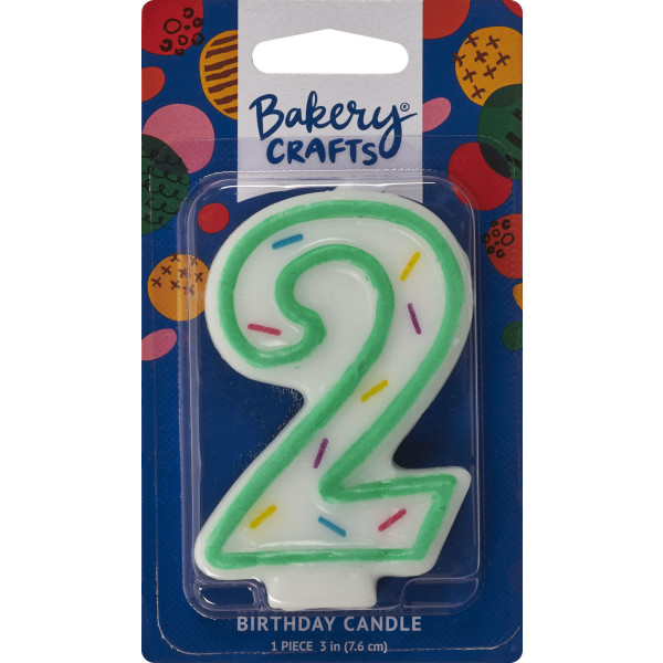 2 Green Sprinkle Numeral Candles