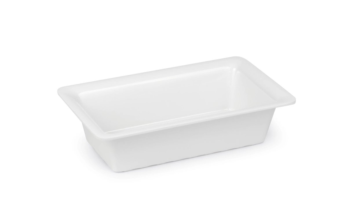 GN pan slim 1/4 65 mm deep melamine in white