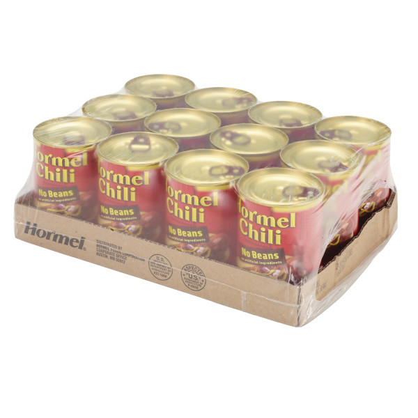 HORMEL(r) Chili No Beans, 12/15oz. . C1RA - Front Right Closed Case (Hi Res)