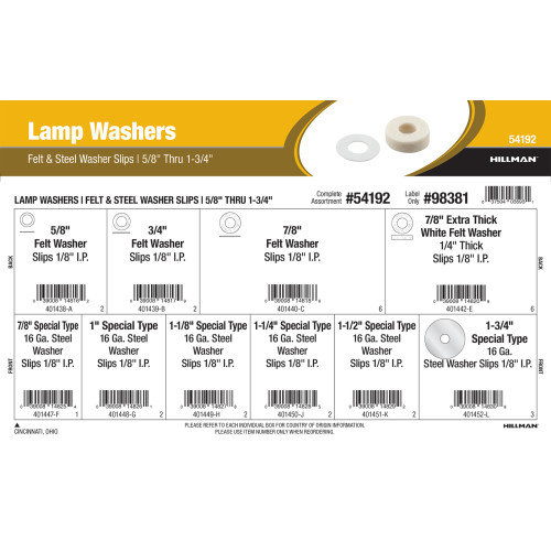 Lamp Washers Assortment (5/8