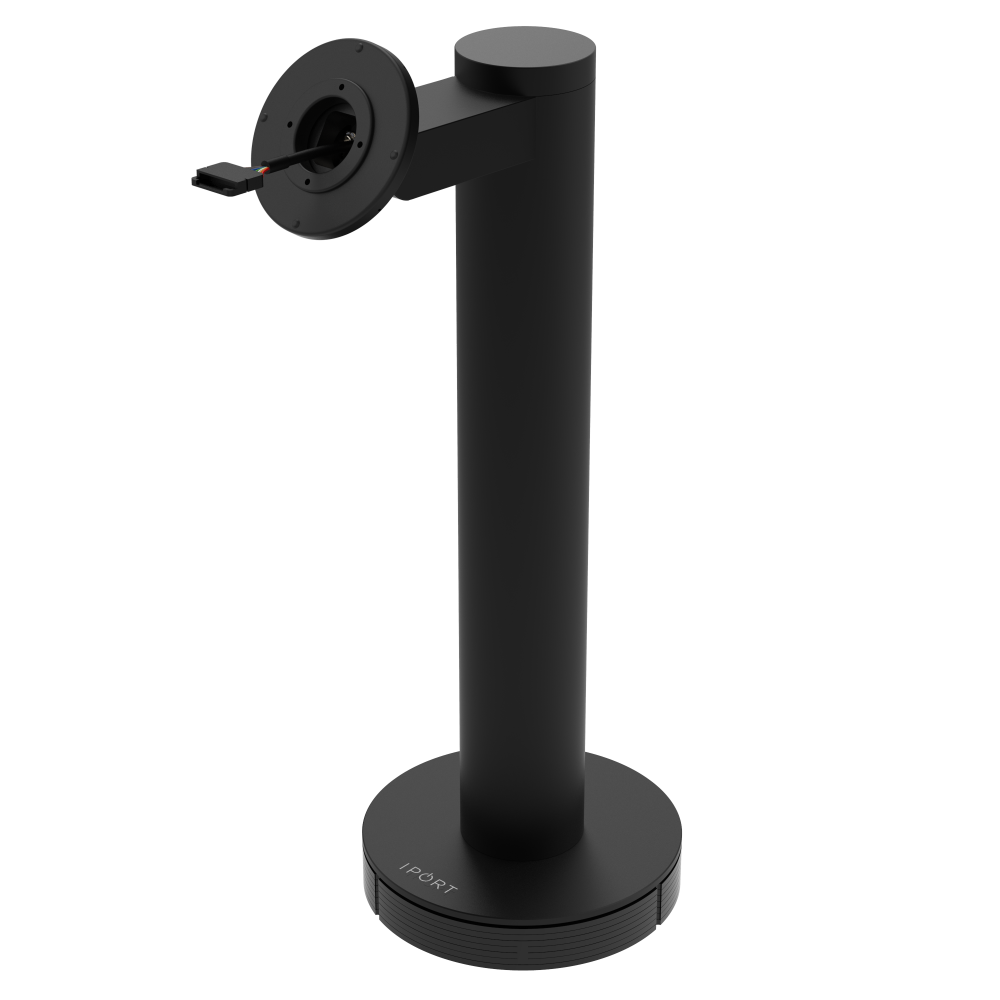 CONNECT MOUNT Pillar Flush single iPad with CONNECT Mount head in black with H10 Cable