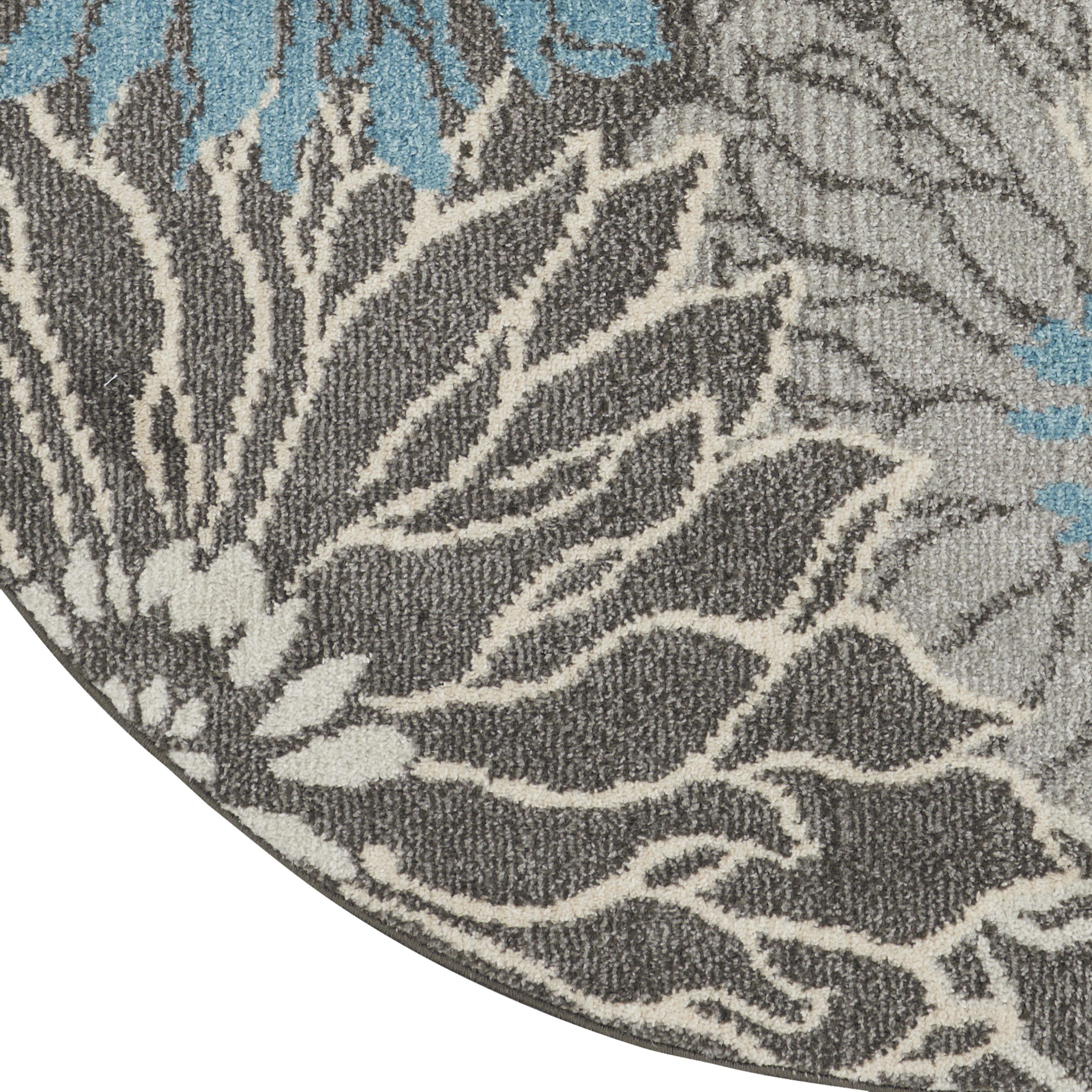 Nourison Passion 5' x Round Charcoal Blue Contemporary Indoor Rug