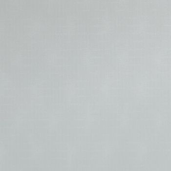 Light-gray fabric panel, fully drawn, smooth with subtle woven texture; blocking view and softly diffusing daylight in an evenly lit interior.