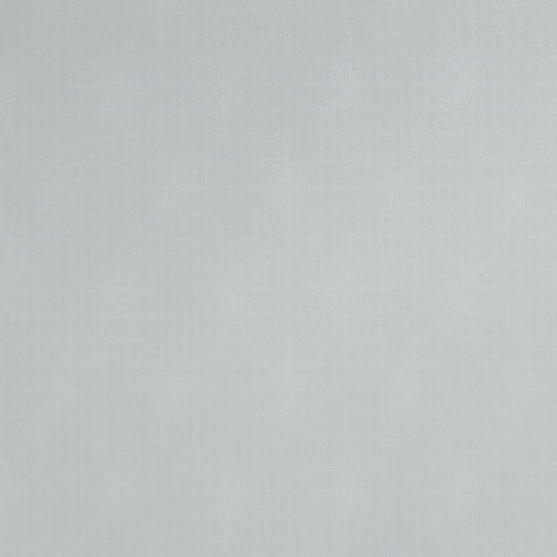 Light-gray fabric panel, fully drawn, smooth with subtle woven texture; blocking view and softly diffusing daylight in an evenly lit interior.