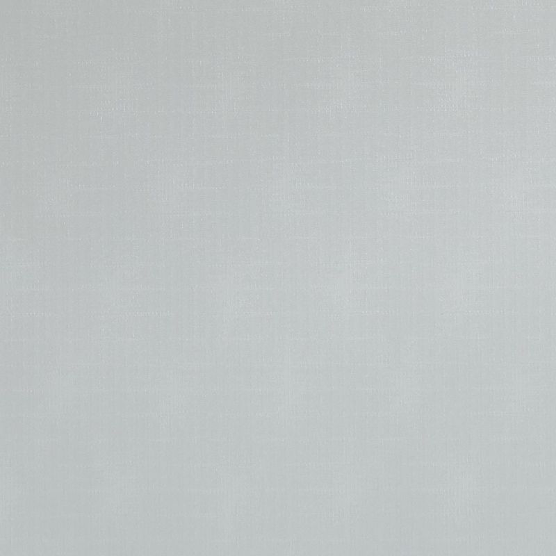 Light-gray fabric panel, fully drawn, smooth with subtle woven texture; blocking view and softly diffusing daylight in an evenly lit interior.