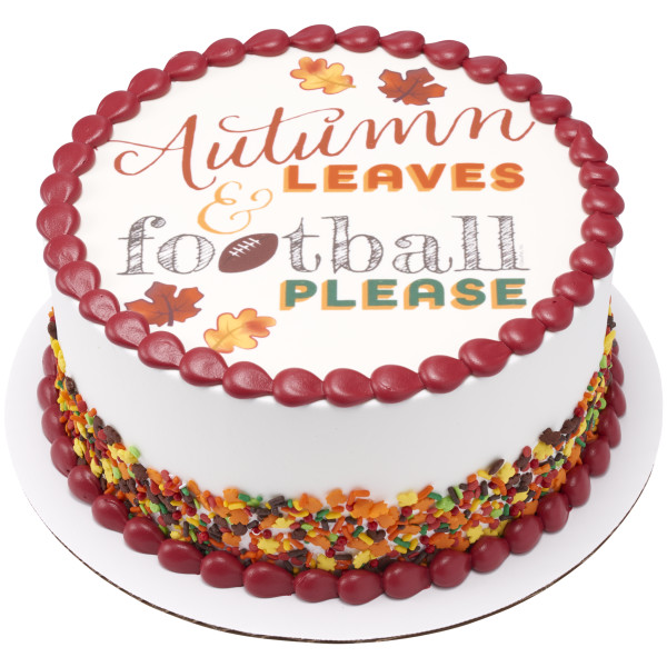 Autumn Leaves & Football Please PhotoCake® Edible Image®