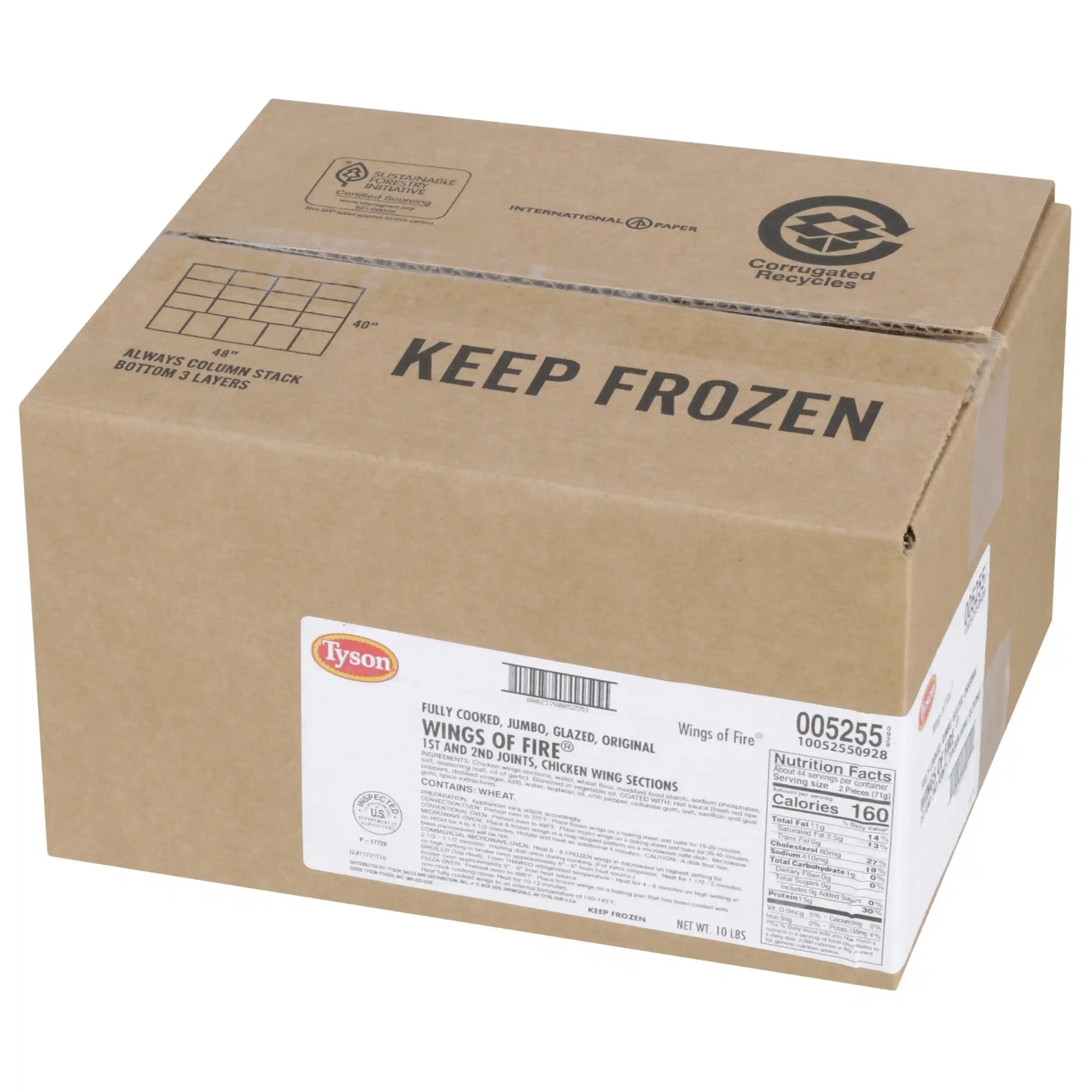 Tyson® Wings of Fire® Fully Cooked Glazed Original Bone-In Chicken Wing Sections, Jumbo_image_5