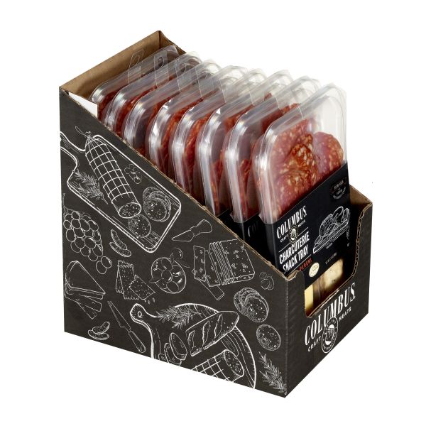 COLUMBUS(r) Slow Aged Pepperoni Snack Tray 8/3.14OZ . C1RM - Front Right Open Case (Hi Res)