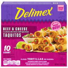 Delimex Beef & Cheese Large Flour Taquitos, 10 ct Box