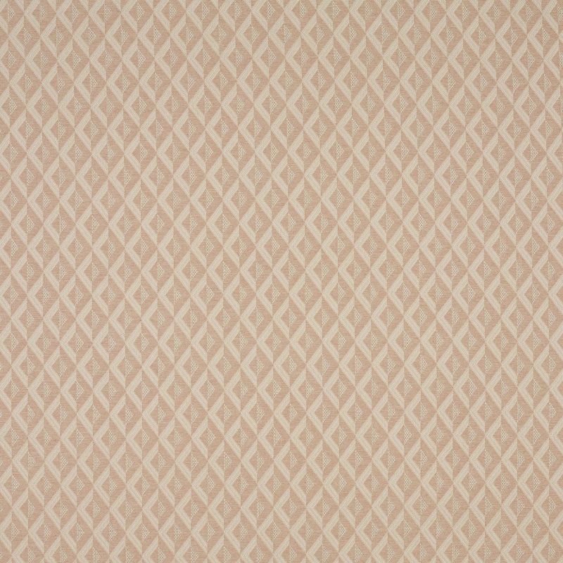 Beige-pink geometric wallpaper with small diamond-lattice and chevron motifs; repeating uniformly to create a subtle raised woven texture; flat, evenly lit wall or fabric sample filling the frame.