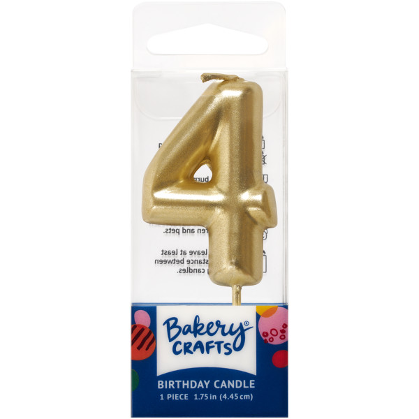 4 Mini Gold Numeral Candles