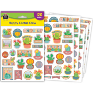 Happy Cactus Crew Stickers, Pack of 120