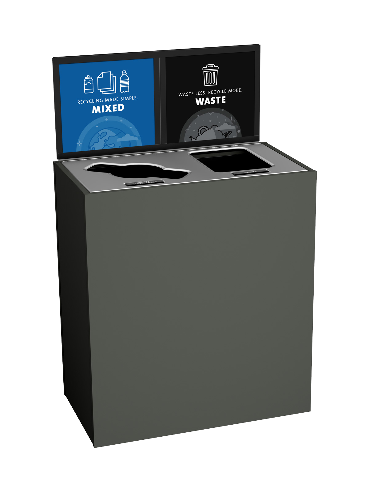 ARISTATA – Double – Kit – Mixed Recyclables-Waste – Mixed-Full – Slate