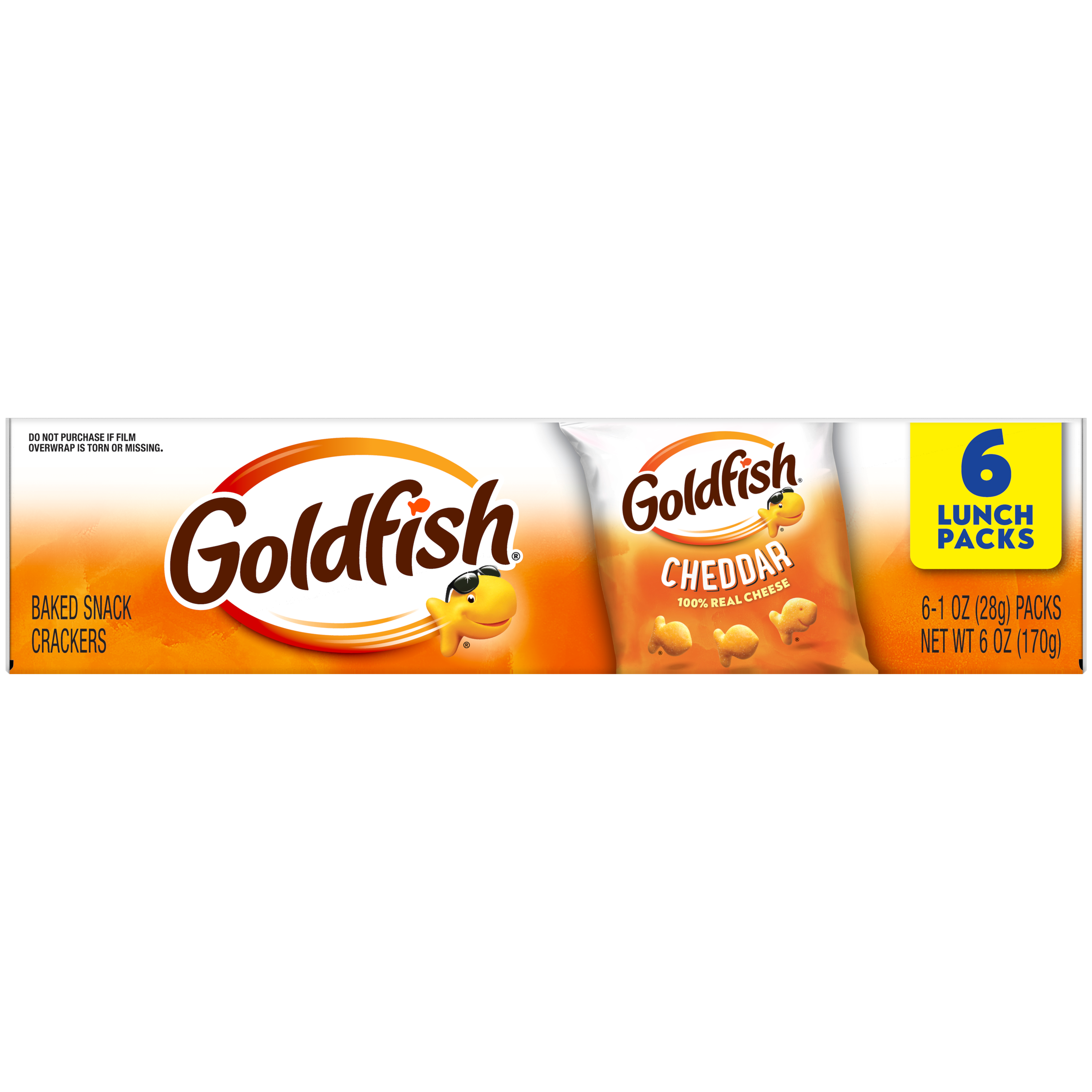 Goldfish® Cheddar Crackers, 6 count box, 1 oz, bag - Back Image