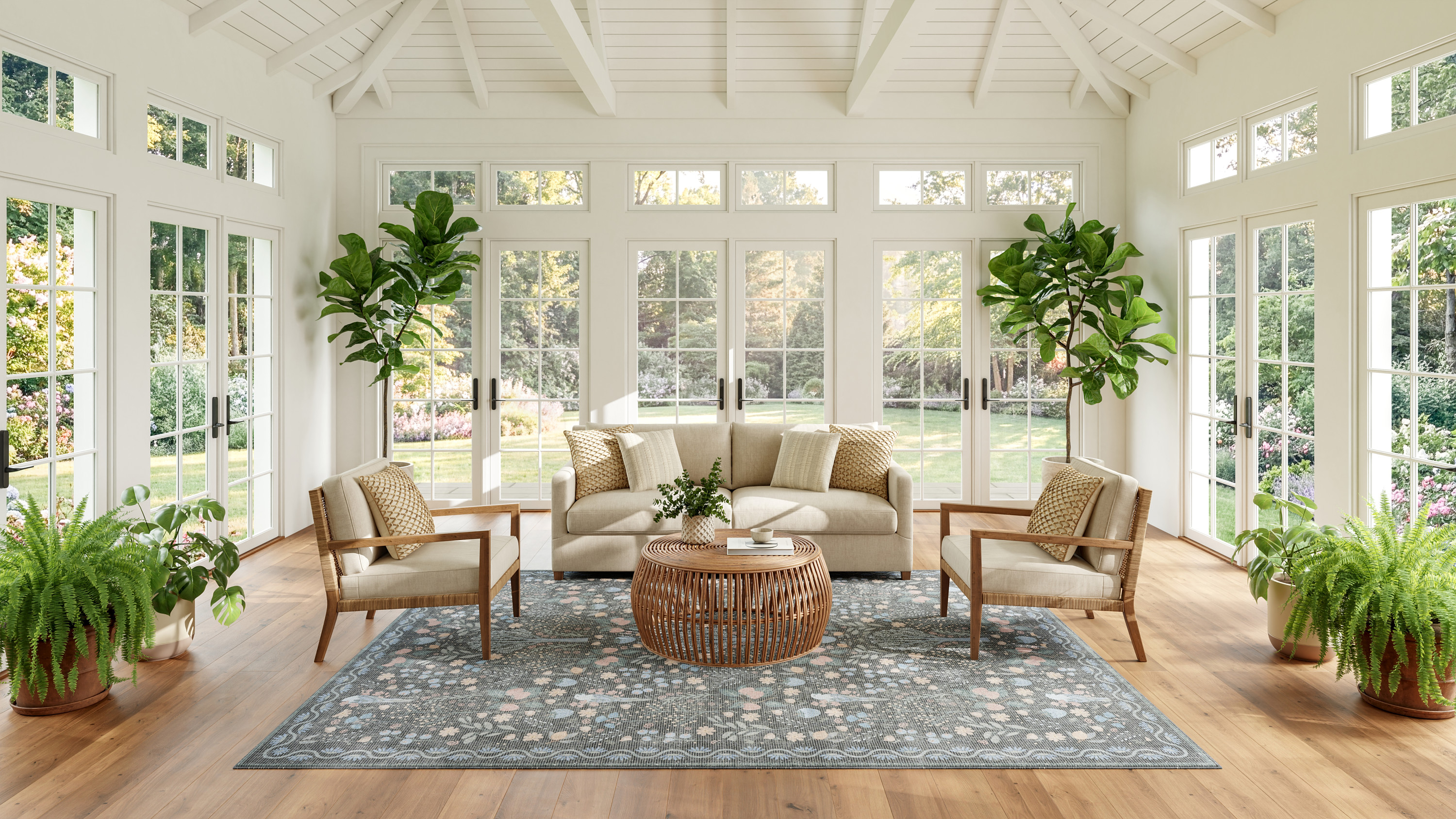 Nourison Botanical Washables 7'6" x 9'10" Charcoal Multicolor Modern Indoor Rug