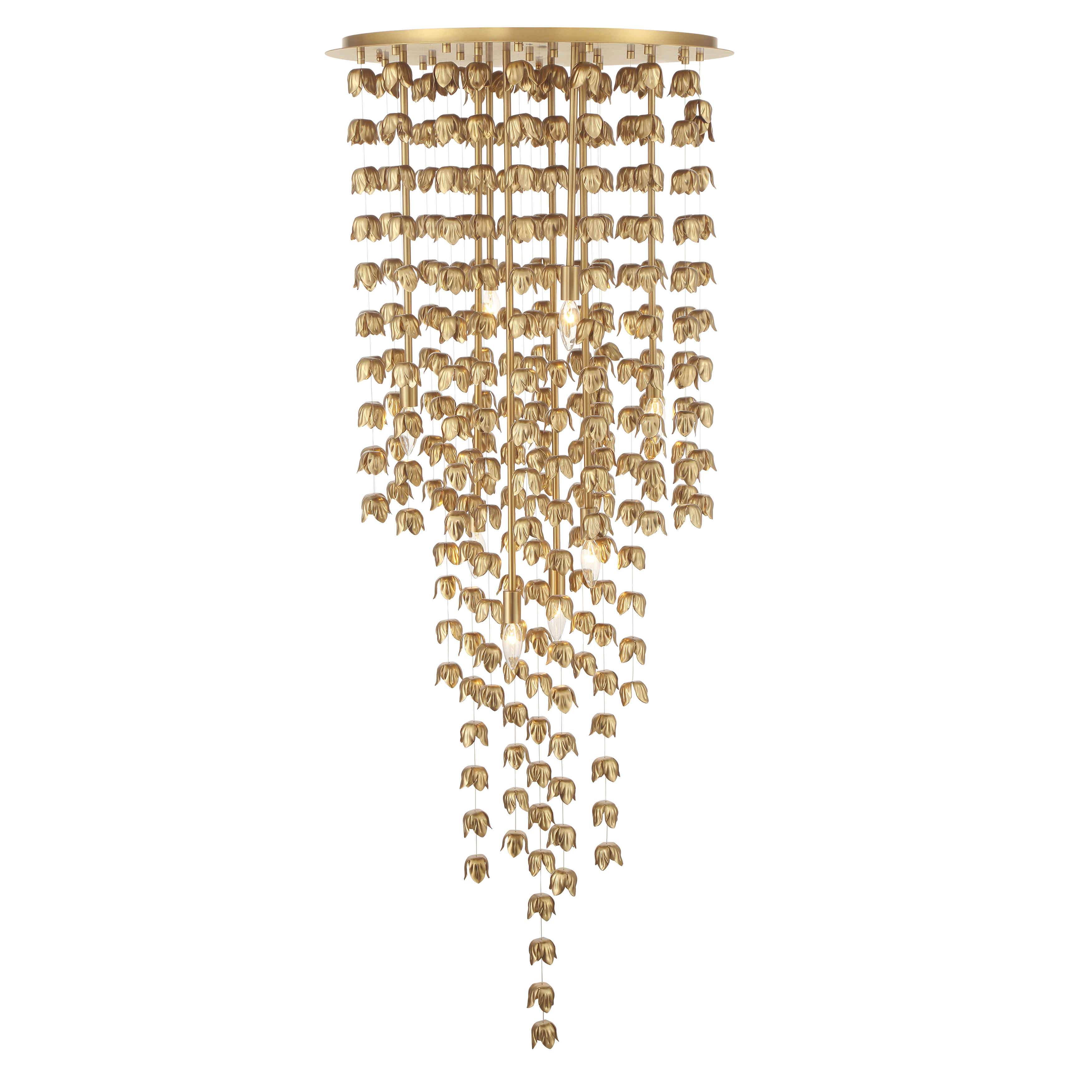 The Ashgrove pendant combines modern design with timeless brass elegance. Its 24-inch width and 8-light configuration provide substantial illumination while the Legacy Brass finish adds warmth to contemporary and transitional spaces. - alternate view
