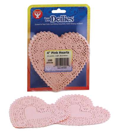 Doilies, 4" Pink Hearts