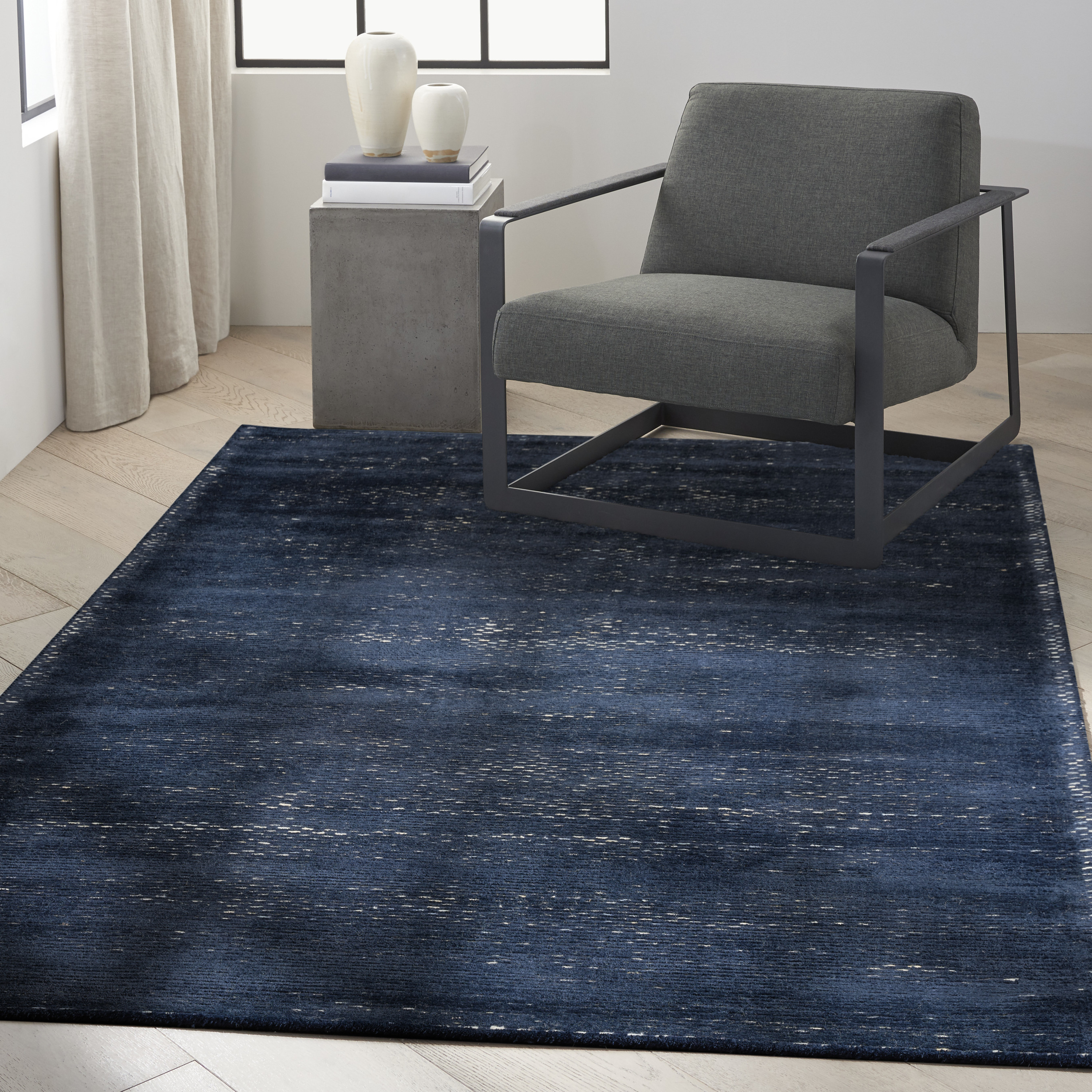 Calvin Klein Valley 5'3" x 7'3" Blue Modern Indoor Rug